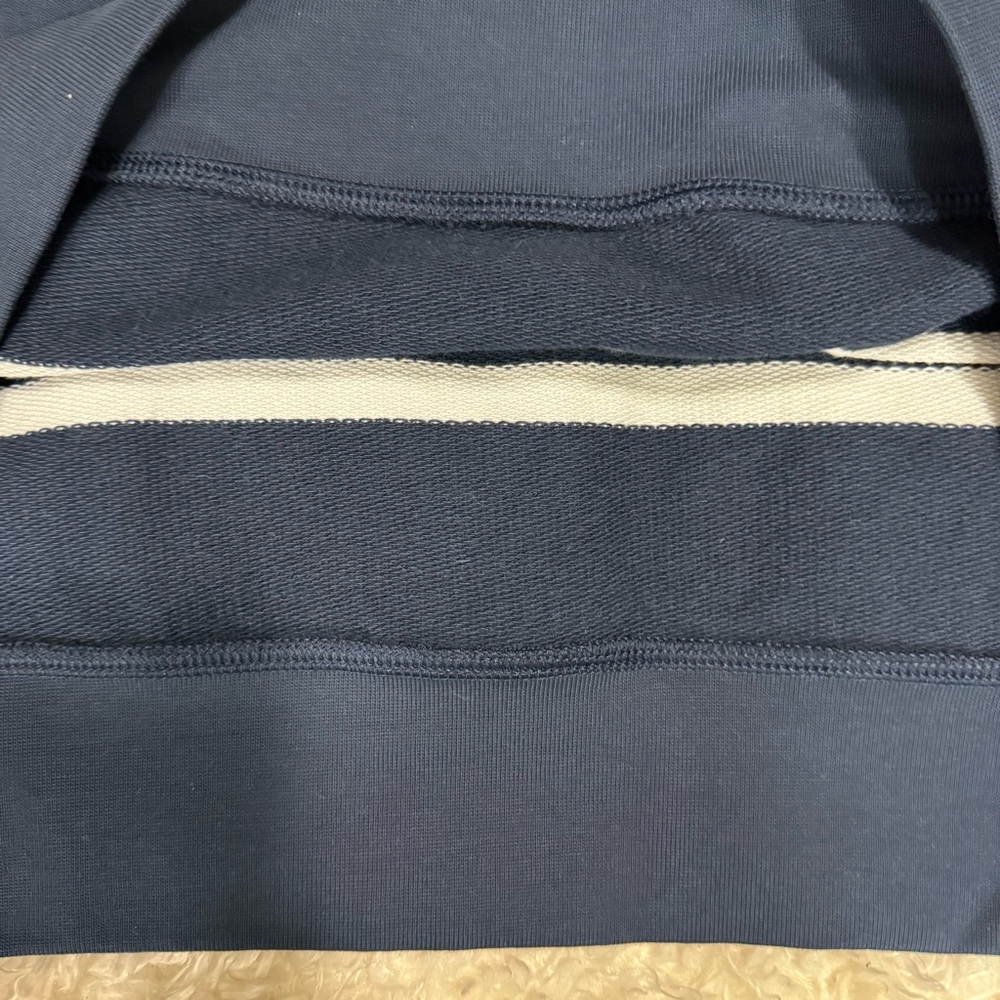 Lululemon Perfectly Oversized Cropped Crew Sweatshirt True Navy White Stripe 8 - Picture 8 of 13